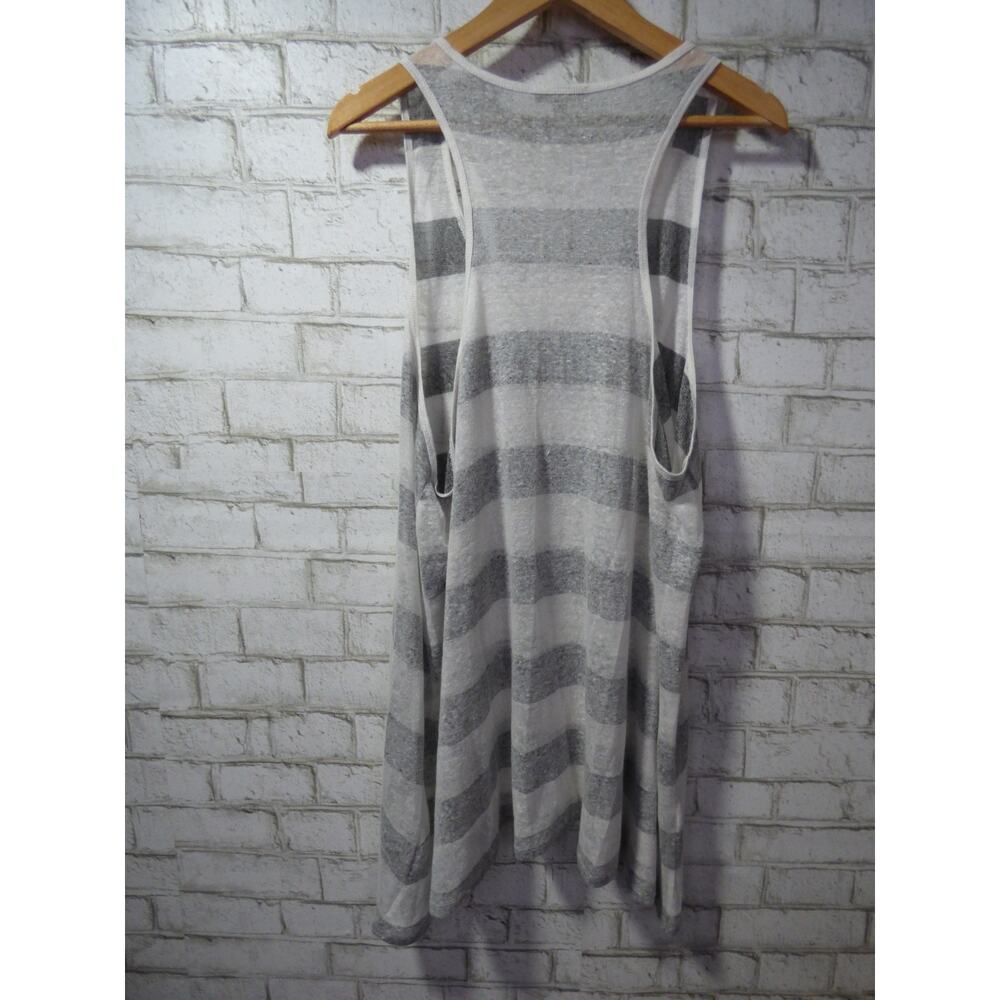 Eileen Fisher Organic Linen Gray White Striped Tank Top Large NEW - Picture 7 of 10
